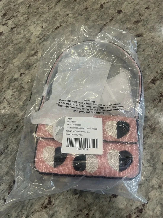 Anthropologie Hearts Pink Beaded Crossbody Bag - Picture 3 of 4